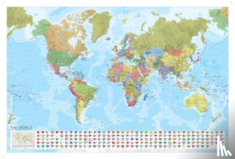 Marco Polo - World Political Marco Polo Wall Map with Flags