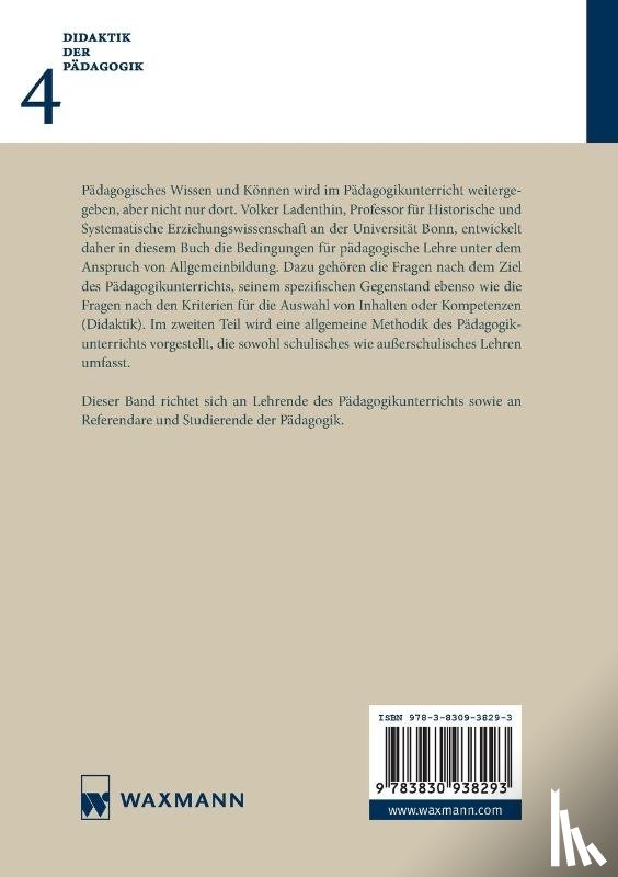 Ladenthin, Volker - Didaktik und Methodik des Padagogikunterrichts