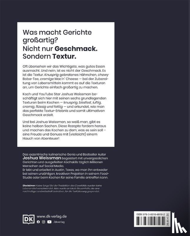Weissman, Joshua - Joshua Weissman: Textur über Geschmack