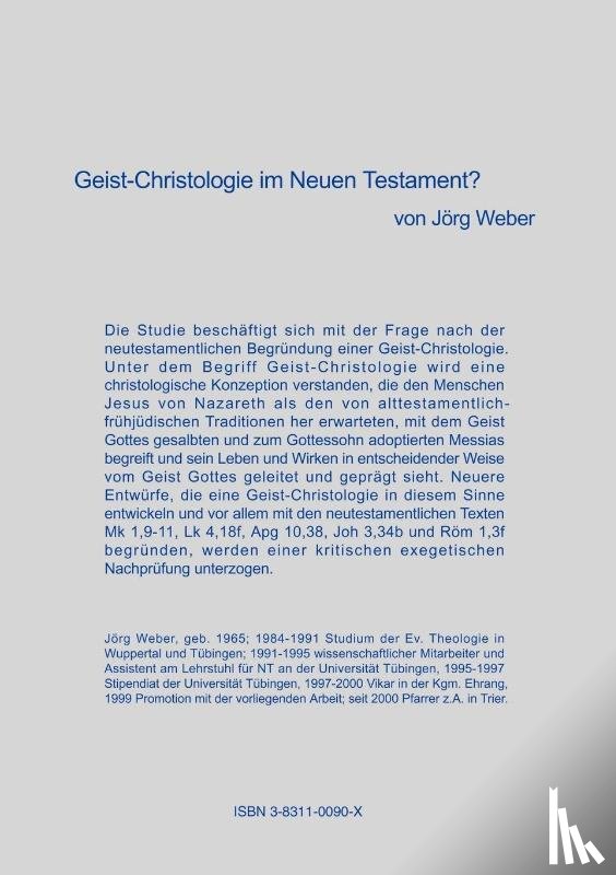 Weber, Joerg - Geist - Christologie im neuen Testament?