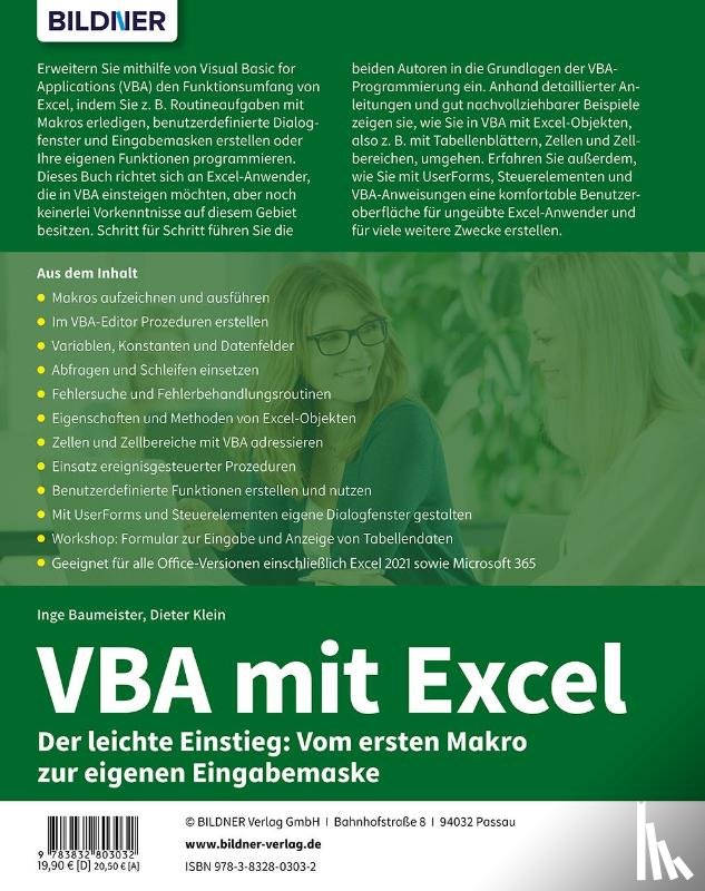 Baumeister, Inge, Klein, Dieter - VBA mit Excel - Der leichte Einstieg