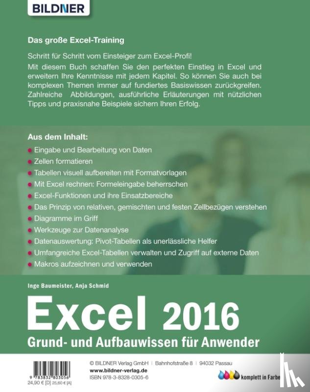 Baumeister, Inge, Schmid, Anja - Excel 2016 Grund- und Aufbauwissen für Anwender