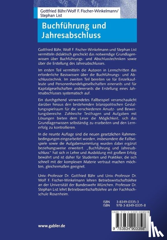 Bahr, Gottfried, Fischer-Winkelmann, Wolf F, List, Stephan - Buchfuhrung Und Jahresabschluss