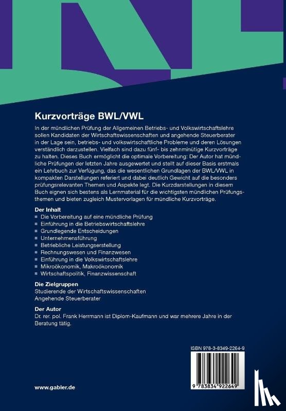 Frank Herrmann - Kurzvortrage Bwl/Vwl