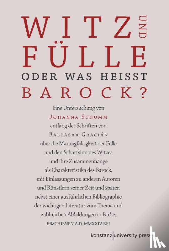 Schumm, Johanna - Witz und Fülle. Oder was heißt barock?