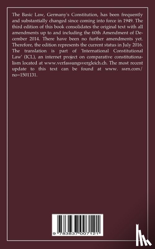 Tschentscher, Axel - The Basic Law (Grundgesetz) 2016