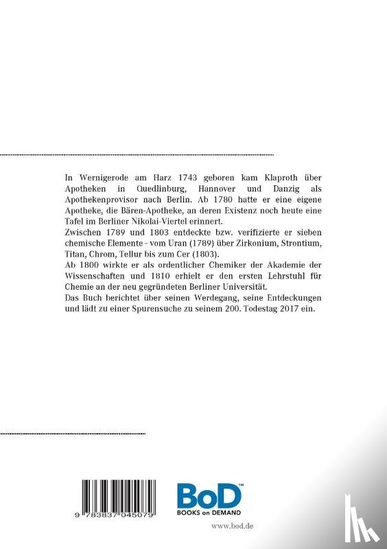 Schwedt, Prof Georg (Bonn) - Vom Harz nach Berlin Martin Heinrich Klaproth