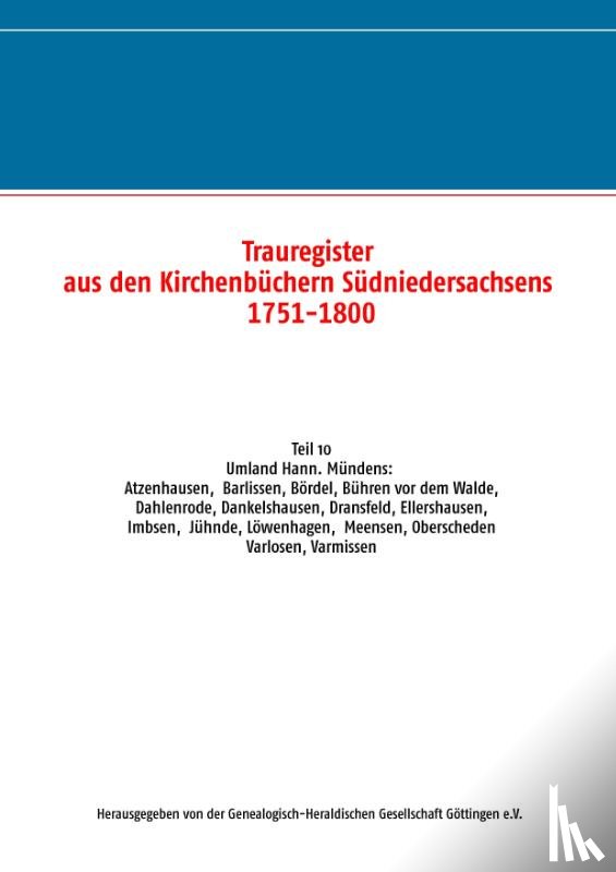  - Trauregister aus den Kirchenbuchern Sudniedersachsens 1751-1800