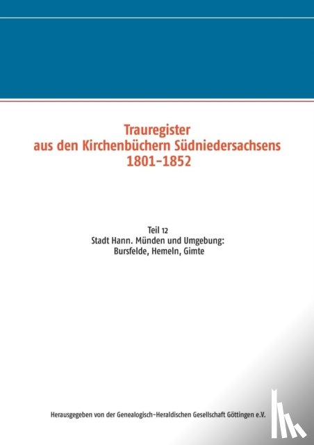  - Trauregister aus den Kirchenbuchern Sudniedersachsens 1801-1852