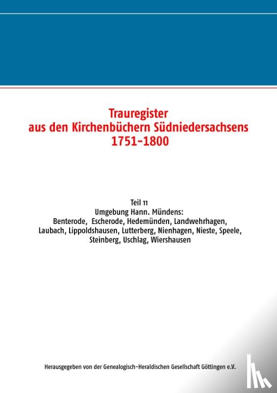  - Trauregister aus den Kirchenbuchern Sudniedersachsens 1751-1800