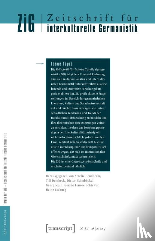  - Zeitschrift für interkulturelle Germanistik 16. Jahrgang, 2025