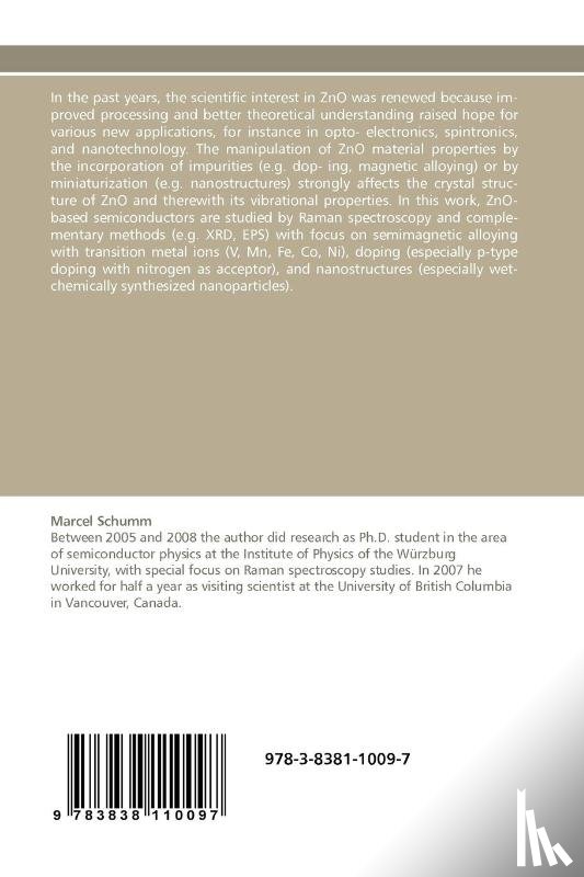 Schumm, Marcel - Zno-Based Semiconductors Studied by Raman Spectroscopy