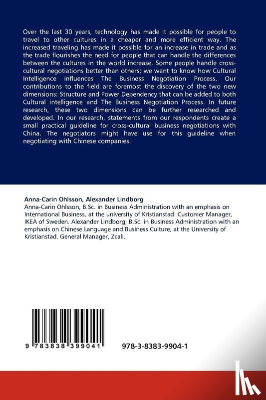Ohlsson, Anna-Carin, Lindborg, Alexander - Cultural Intelligence among negotiators