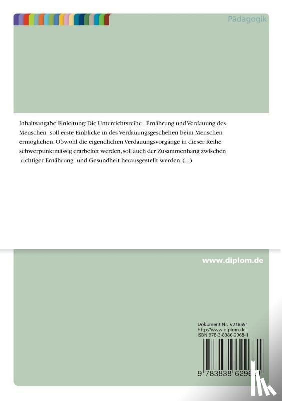 Merk, Ludwig - Einfuhrung in das experimentelle Arbeiten, aufgezeigt an der Unterrichtsreihe Ernahrung und Verdauung des Menschen