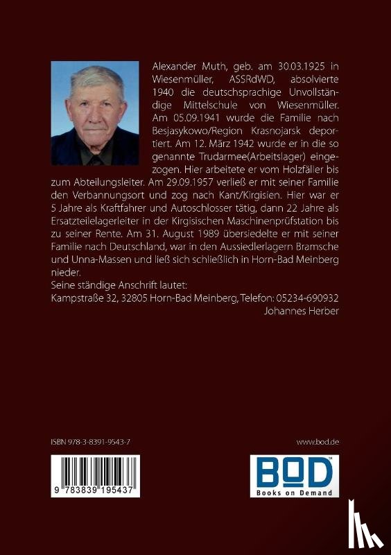 Muth, Alexander - Erinnerungen eines Zeitzeugen