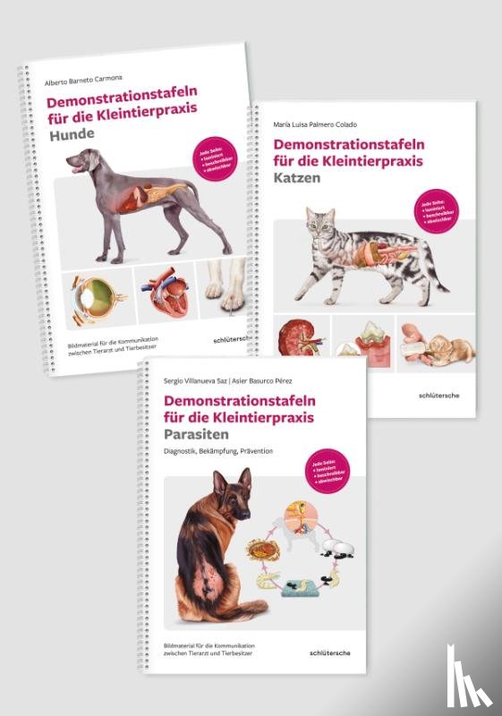  - Demonstrationstafeln für die Kleintierpraxis Hund, Katze und Parasiten 3 Bde. im SET