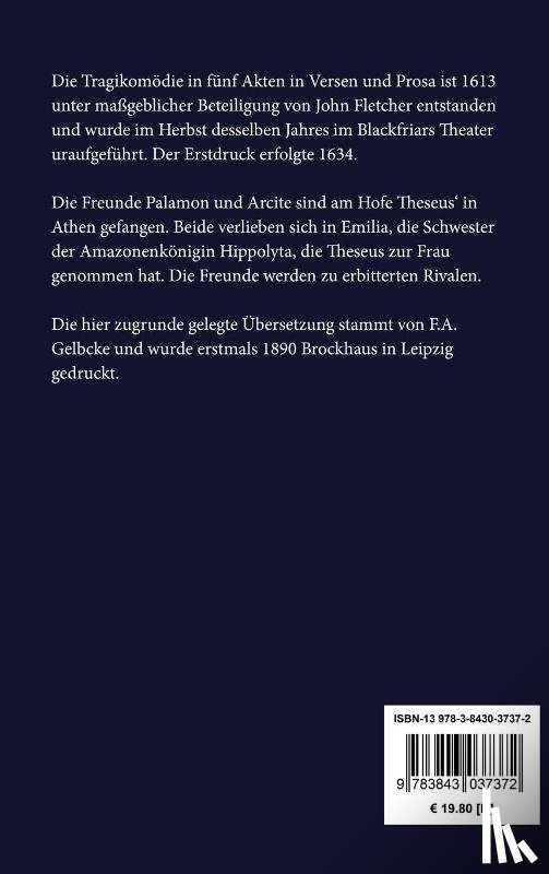 William Shakespeare, John Fletcher - Die beiden edlen Vettern