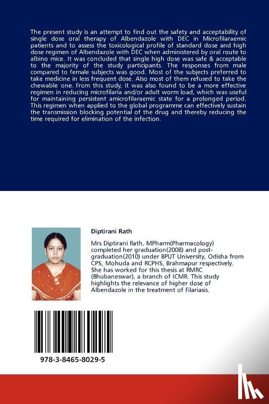 Rath, Diptirani, Panigrahi, Sandeep Kumar - Single Oral Dose Medication of Albendazole & Dec in Filariasis