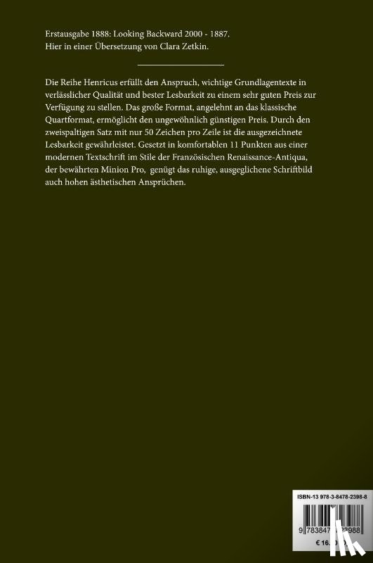 Bellamy, Edward - Ein Ruckblick aus dem Jahre 2000 auf 1887