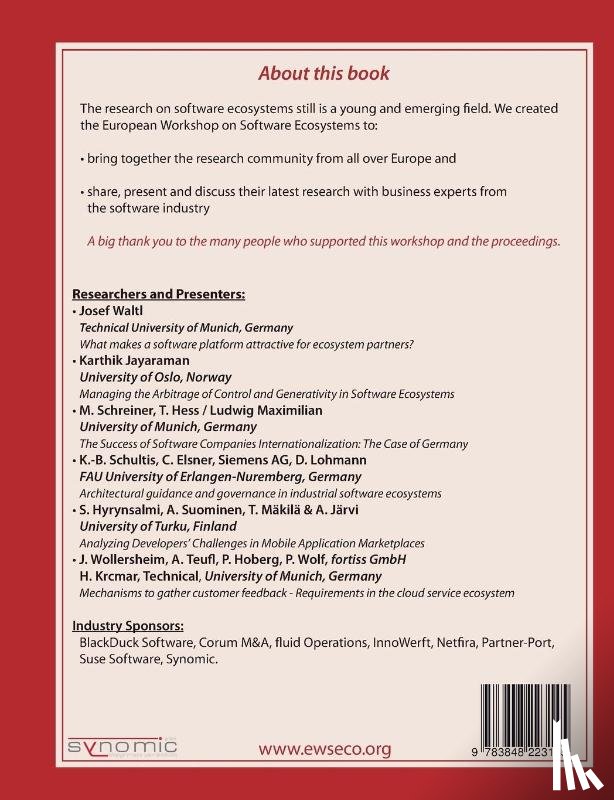  - Proceedings of European Workshop on Software Ecosystems