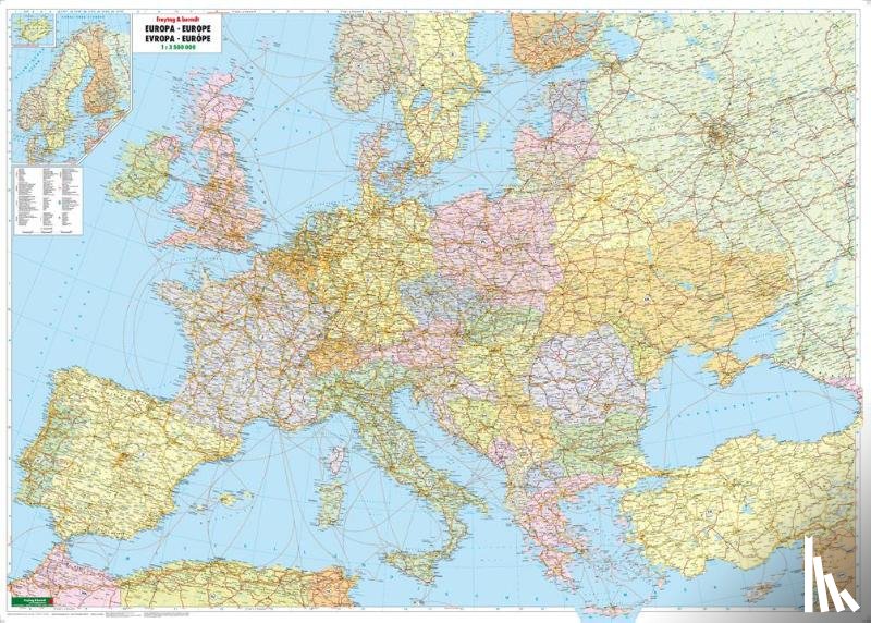  - Europe Map Provided with Metal Ledges/Tube 1:3 500 000