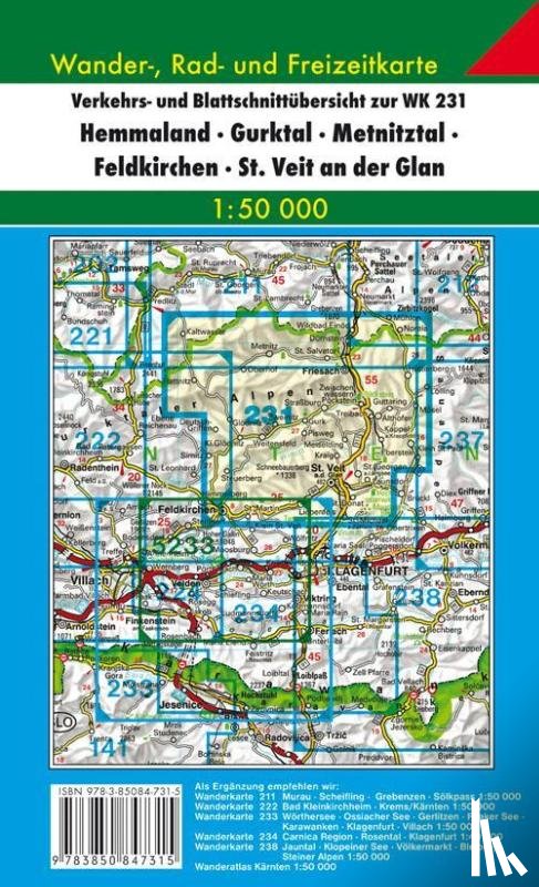  - Mittelkärnten. Gurktaler Alpen, Friesach, Feldkirchen, St. Veit an der Glan 1 : 50 000. WK 231