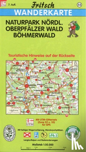  - Naturpark Nördlicher Oberpfälzer Wald / Böhmerwald 1 : 50 000. Fritsch Wanderkarte