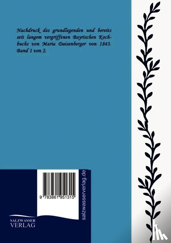 Daisenberger, Maria - Bayrisches Kochbuch von 1843