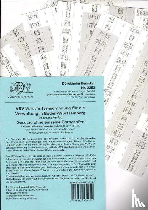  - DürckheimRegister® VSV BADEN-WÜRTTEMBERG (2021), BOORBERG Verlag