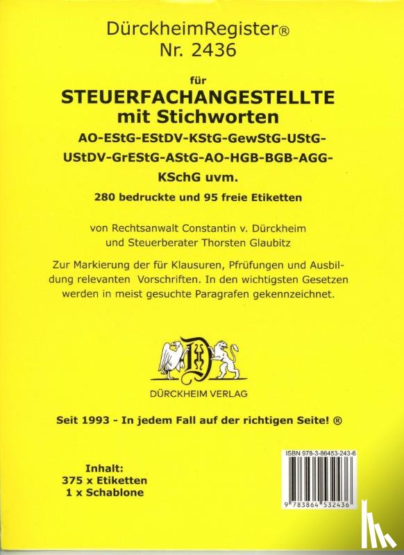 - DürckheimRegister® STEUERFACHANGESTELLTE MIT STICHWORTEN