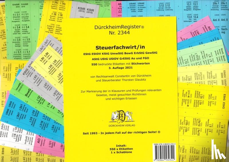  - DürckheimRegister® STEUERFACHWIRT/IN - Wirtschaftsgesetze (AktG-BGB-HGB-GmbHG) mit Stichworten (2020)
