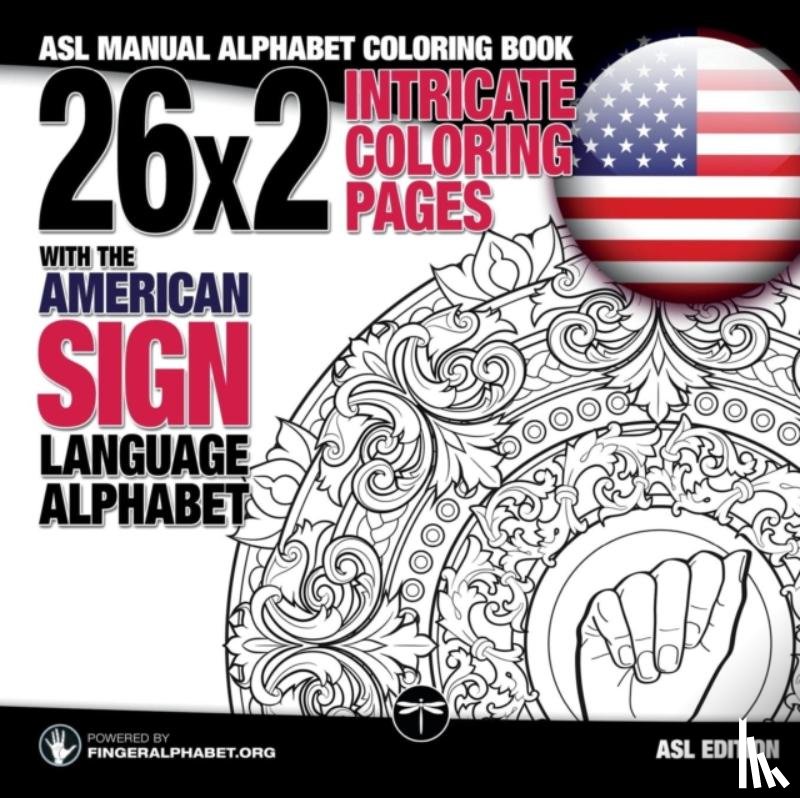  - 26x2 Intricate Coloring Pages with the American Sign Language Alphabet