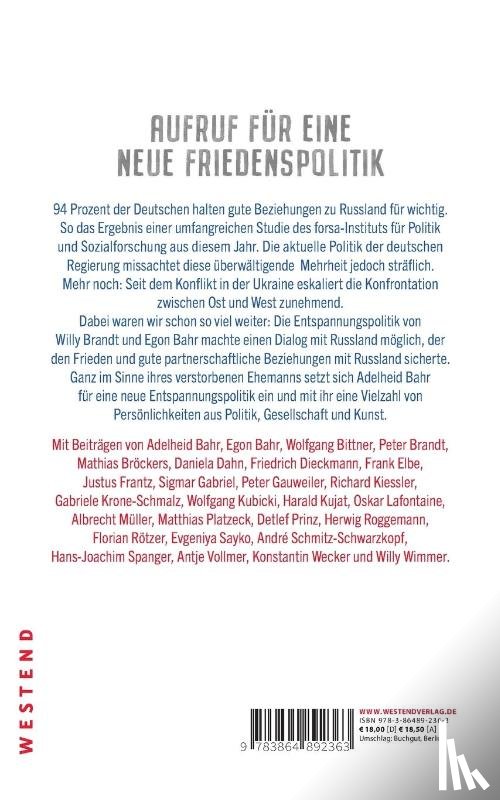 Bahr, Adelheid - Warum wir Frieden und Freundschaft mit Russland brauchen