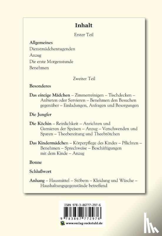 Lütt, Isa von der - Das feine Dienstmädchen wie es sein soll. 1892