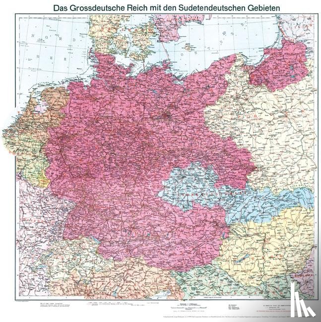  - Historische Karte: Deutschland - Das Großdeutsche Reich mit dem Sudetendeutschen Gebieten, 1938 (plano)