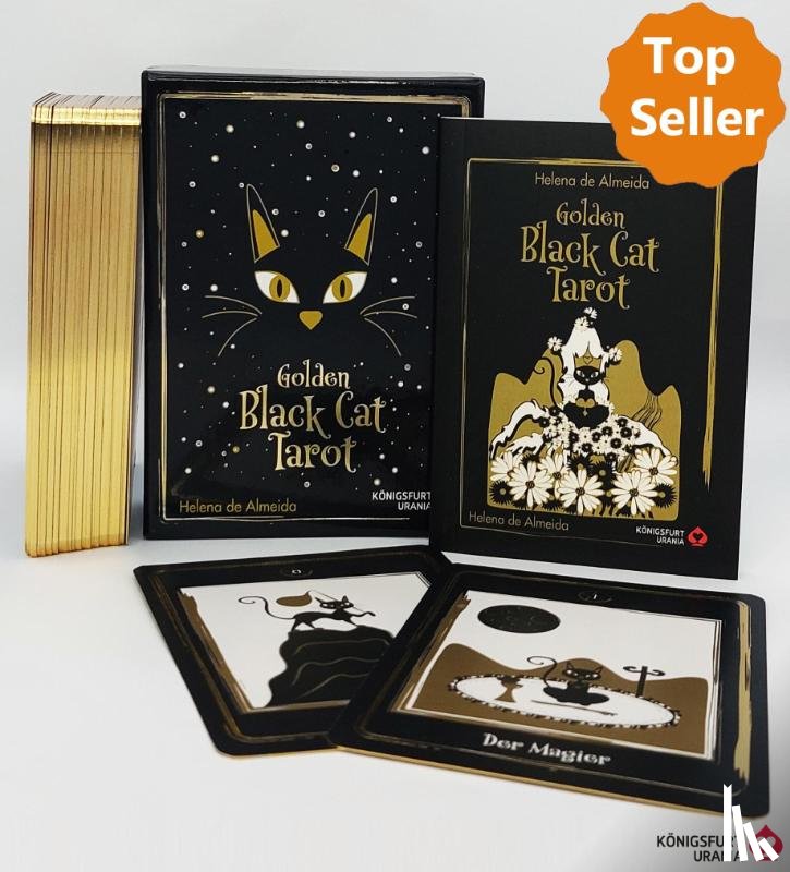 de Almeida, Helena - Golden Black Cat Tarot - Hochwertige Stülpdeckelschachtel mit Goldfolie
