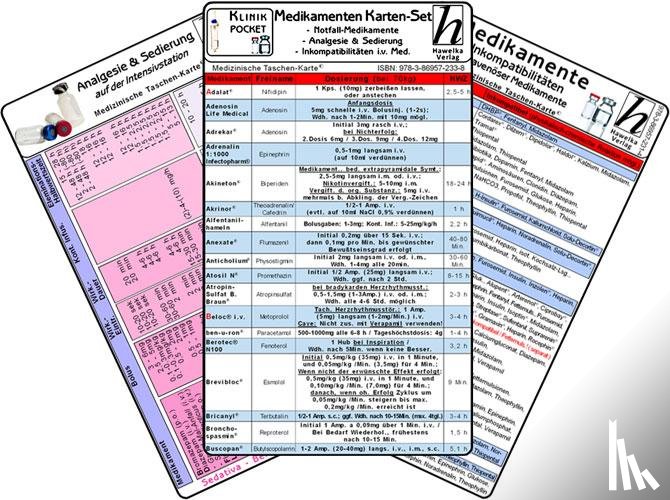  - Medikamenten Karten-Set - Notfallmedikamente, Analgesie & Sedierung, Inkompatibilitäten intravenöser Medikamente