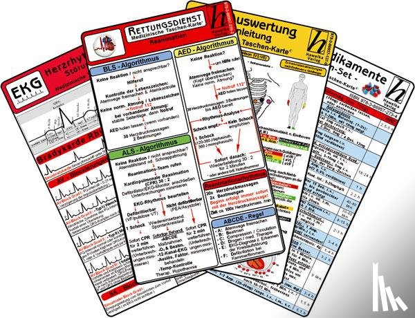  - Rettungsdienst Karten-Set - EKG, Herzrhythmusstörungen, Notfallmedikamente, Reanimation
