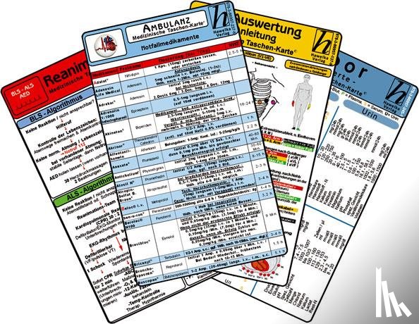  - Ambulanz Karten-Set - EKG, Laborwerte, Notfallmedikamente, Reanimation