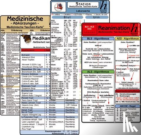  - Stations Karten-Set - Laborwerte, Med. Abkürzungen, Medikamente - Haltbarkeit nach Anbruch, Reanimation