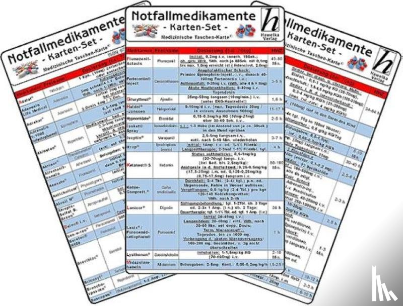  - Notfallmedikamente Karten-Set - Medizinische Taschen-Karte