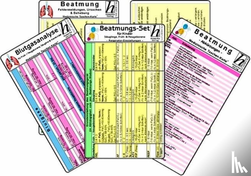  - Beatmungs-Karten-Set für Kinder, Säuglinge, Früh- & Neugeborene - Medizinische Taschen-Karte