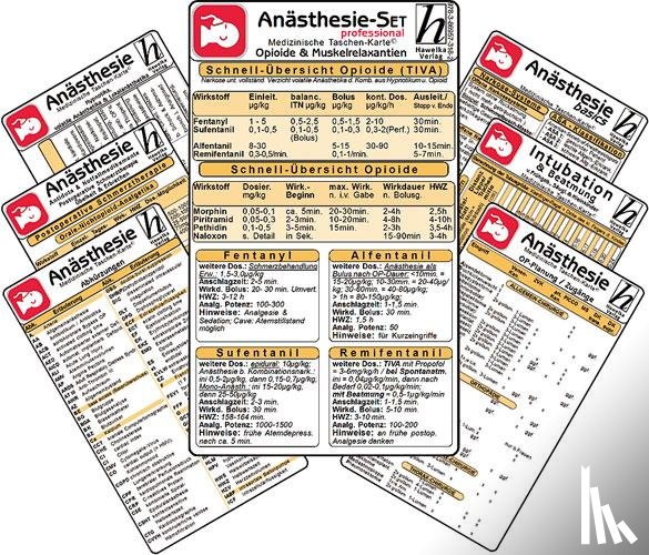  - Anästhesie Karten-Set -professional- ( 7er-Set ) - Medizinische Taschen-Karte