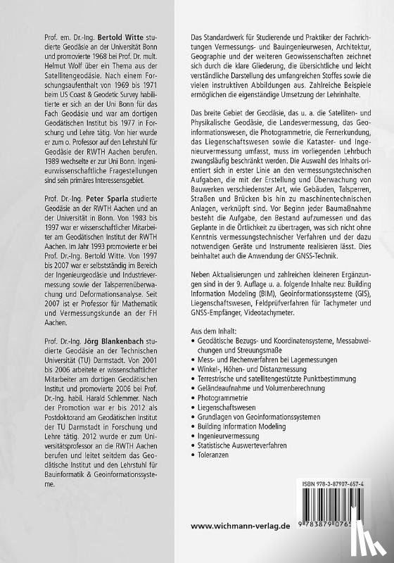 Witte, Bertold, Sparla, Peter, Blankenbach, Jörg - Vermessungskunde für das Bauwesen mit Grundlagen des Building Information Modeling (BIM) und der Statistik