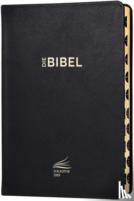  - Schlachter 2000 Bibel - Standardausgabe (Kalbsleder, flexibler Einband, schwarz, Goldschnitt, mit Griffregister)