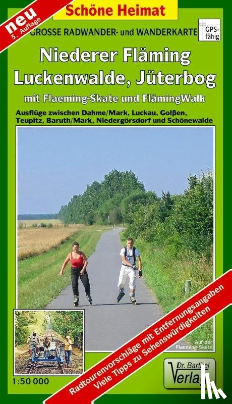  - Große Radwander- und Wanderkarte Niederer Fläming, Luckenwalde, Jüterbog, mit Flaeming-Skate® und FlämingWalk® 1 : 50 000