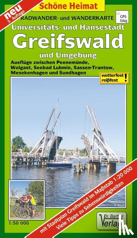  - Hansestadt Greifswald und Umgebung Radwander- und Wanderkarte 1 : 50 000. Mit Stadtplan Greifswald. 1:20000