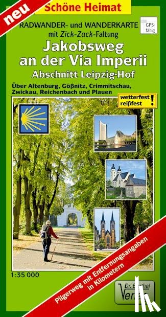  - Radwander- und Wanderkarte mit Zick-Zack-Faltung Jakobsweg an der Via Imperii Leipzig-Hof