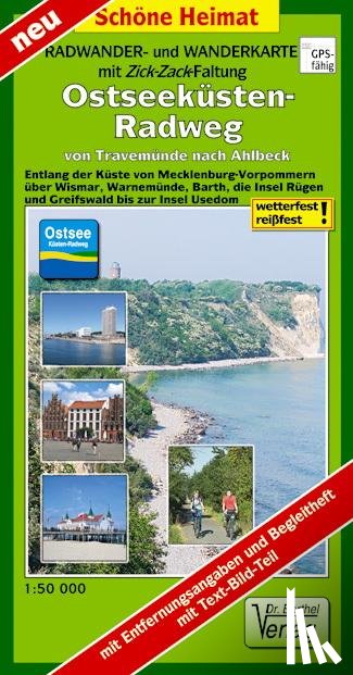  - Ostseeküsten-Radweg von Travemünde nach Ahlbeck 1:50 000 Radwander- und Wanderkarte mit Zick-Zack-Faltung