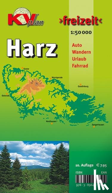  - Harz (Gesamtharz-Karte), KVplan, Wanderkarte/Harzklub-Wanderwege/Freizeitkarte/Radkarte, 1:50.000